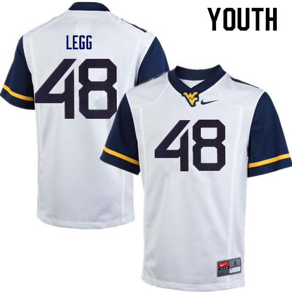 NCAA Youth Casey Legg West Virginia Mountaineers White #48 Nike Stitched Football College Authentic Jersey XM23V73GI